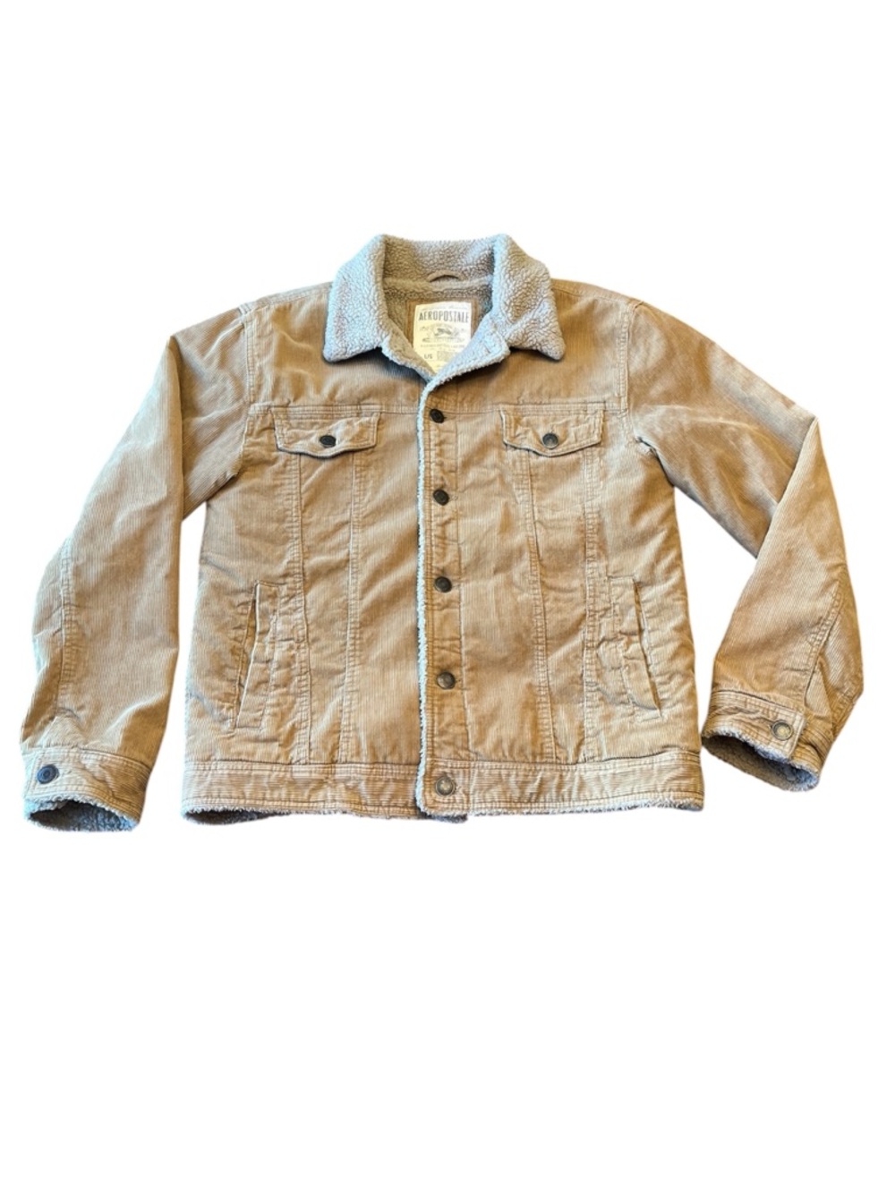 Aeropostale Corduroy Sherpa-Lined Trucker Jacket in Camel Size L - Picture 2 of 10
